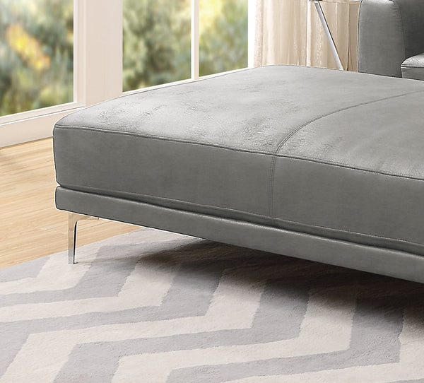 English Elm Modern Antique Gray Large Breathable Leatherette Ottoman 66"x33" Chrome Legs Sleek Living Room Seat Cushion Elegance B011P205225