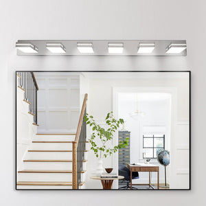 English Elm Modern Chrome Led Vanity Light - 6-Light Wall Sconce For Bright, Elegant Bathroom Illumination W2312P374922