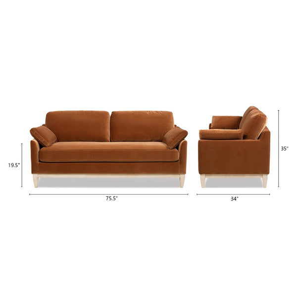 English Elm Pasadena Farmhouse Velvet Sofa with Rubberwood Base for Cozy Living Rooms B2719P479036