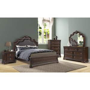 English Elm Mahogany Solid Wood 2-Drawer Nightstand with Ash Veneer, Custom Hardware, Spacious Storage, Elegant Finish B2699P230438