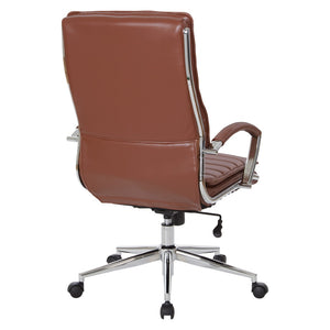 OSP Home Furnishings High Back Executive Chair with Faux Leather Lumbar Support and Chrome Arms for Office Use SPX23590C-U41