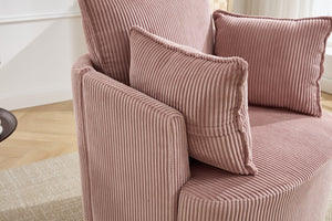 English Elm swivel Barrel Accent Chair with Solid Wood Frame & Metal Base, 350 lb Capacity, Sleek Curved Backrest Elegance Pink W2120P293678