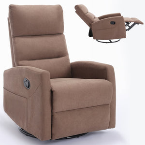 English Elm Manual Swivel Rocker Recliner Fabric Chair with 360 Degree Rotation for Living Room W3224P289292