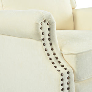 English Elm Christopher Knight Home® - 29.75" Push Back Recliner Chair with Wingback Design, Gourd Wooden Legs, Polyester Upholstery, Cozy Comfort Beige N763P201072A