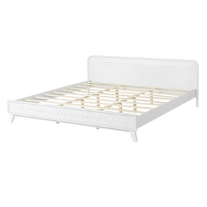 English Elm Pine Solid Wood King Bed Matte Finish Platform Frame Tall Headboard No Box Spring White N770PK291028K