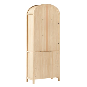 English Elm Walker Edison - Modern 5 Shelf Arched Tall Bookcase with Tempered Glass Doors, MDF Durability, Sleek Metal Handles, Showcase Pieces in Living and Office Spaces Oak 72.31 L x 19.01 W x 15 H B185S00025