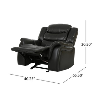 English Elm Christopher Knight Home® - Classic Design Recliner Black Berry PU Upholstery Glider Recliner Spacious Soft Seat Durable Frame Comfort N763P215170B