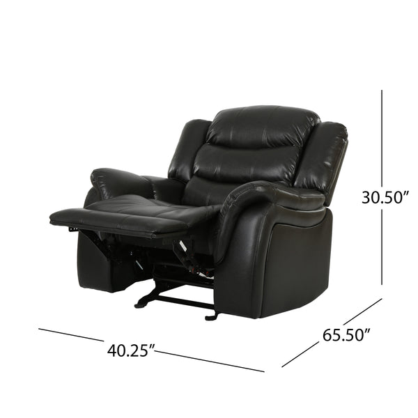 English Elm Christopher Knight Home® - Classic Design Recliner Black Berry PU Upholstery Glider Recliner Spacious Soft Seat Durable Frame Comfort N763P215170B