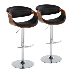 English Elm Mid-century Tufted Faux Leather Swivel Barstools with Chrome Base Set of 2 B202S01022