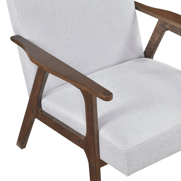 English Elm Modern Mid-Century Accent Chair Walnut Frame with Textured Linen Upholstery and Cushioned Seat Comfortfulness Gray 26.5 L x 23.5 W x 10 H B011P308031