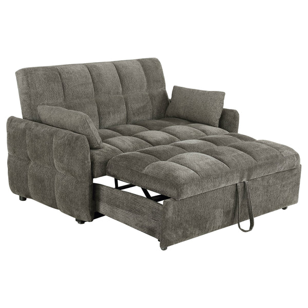 English Elm Alvara Dark Grey Tufted Sleeper Sofa Bed with 1" Memory Foam Topper, Compact Pull-Out Comfort B062P357830