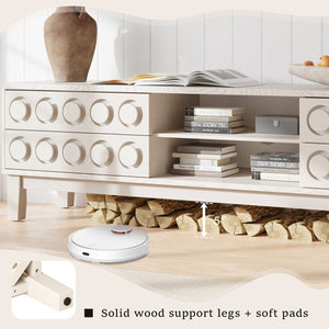 English Elm Modern Mid-Century Media Console with 4 Drawers and Concealed Cable Management, Stylish TV Stand Up to 75" White W757P305595