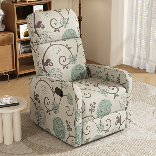 English Elm Christopher Knight Home® - Modern Recliner Plush Manual Recliner Chair with Ergonomic Support, 3-Position Backrest, Durable Fabric Comfort Beige+Blue N763P256491C