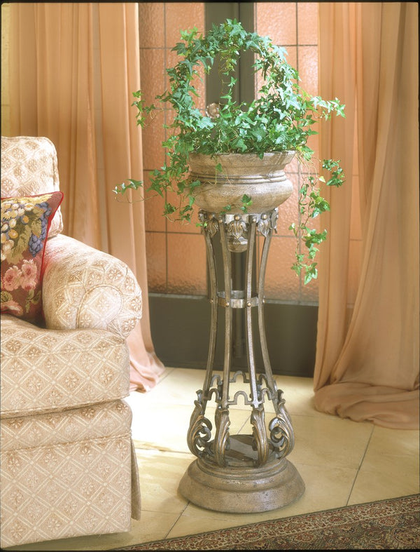 Butler Specialty Budapest Elegant Metal & Stone Decorative Pedestal Planter - French Provincial Accent For Your Home Gold Pastor Stone,Wrought Iron 935070-butler