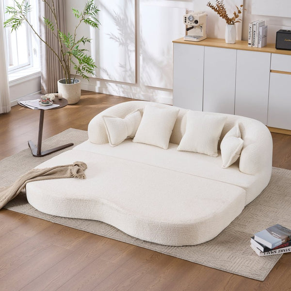 English Elm 2-in-1 Foldable Chenille Sleeper Sofa Compact Convertible Loveseat for Modern Living W2231P392100