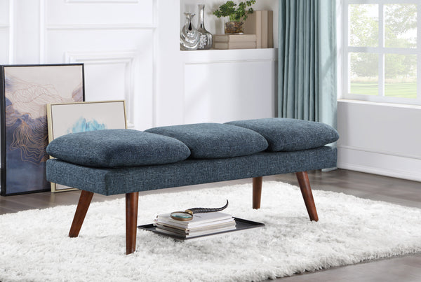 OSP Home Furnishings Amanda 54" Mid-Century Bench Navy