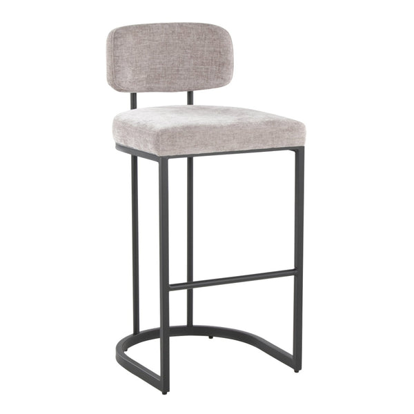 English Elm Fixed-height Barstools Powder Coated Steel Frame Brown Upholstered Seat Set of Two Black+Grey B202P471221