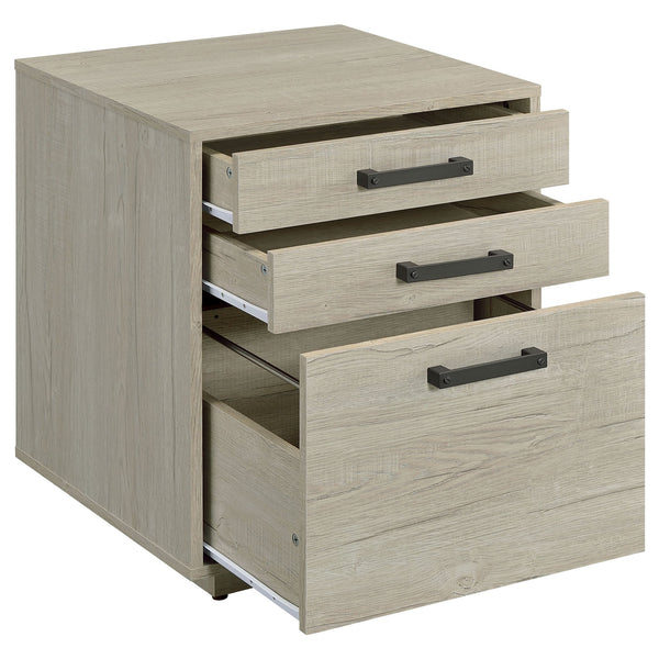 English Elm Loomis White Washed Grey 3-Drawer File Cabinet — Rustic Modern Accent with Tufted Tuxedo Arm, Plush Comfort B062P344974