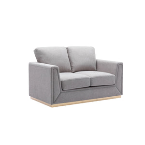 English Elm Valin Gray Linen 3Pc Living Room Set — Modern Sofa Loveseat Chair, Pocket Coil Seats, Durable Frame B2726S00429