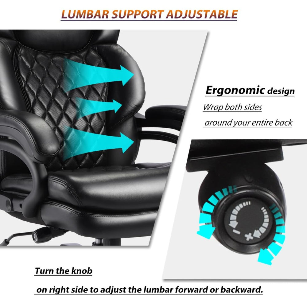 English Elm 500lbs Capacity Executive Desk Chair Wide Spring Seat Ergonomic Lumbar Support Swivel W5201P418183