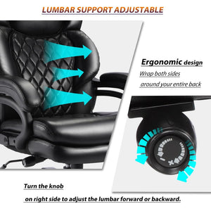 English Elm 500lbs Capacity Executive Desk Chair Wide Spring Seat Ergonomic Lumbar Support Swivel W5201P418183