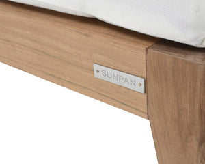 Sunpan Ibiza 2 Seater Sofa - Modern Outdoor Lounge with Durable Teak Frame, Eco-Friendly Fabric & Comfort Natural / Stinson White