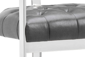 Sunpan Beaumont Ultra Contemporary Bar Stool with T-Shaped Back and Durable Design for Any Space Stainless Steel / Cantina Magnetite