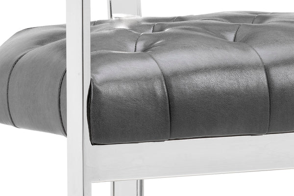 Sunpan Beaumont Ultra Contemporary Bar Stool with T-Shaped Back and Durable Design for Any Space Stainless Steel / Cantina Magnetite