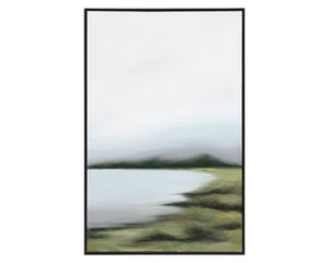Sunpan Lakeside Views Wall Art Set of 2 - Hand-Painted Marsh Landscape in Elegant Black Floater Frame
