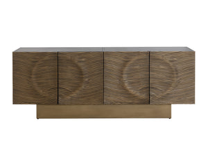 Sunpan Dharkan Sideboard - Stunning Artisan Design With Grooves And Aluminum Plated Doors For Timeless Style Black Aluminum ,Iron 111817