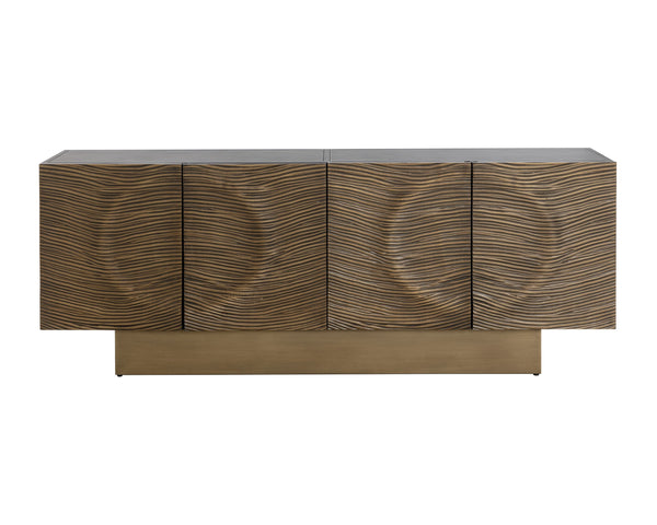 Sunpan Dharkan Sideboard - Stunning Artisan Design With Grooves And Aluminum Plated Doors For Timeless Style Black Aluminum ,Iron 111817