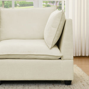 English Elm Comfy Cloud Sectional Chenille Deep Seat Sofa with Ottomans for Living Room Lounging Beige W1117S00283