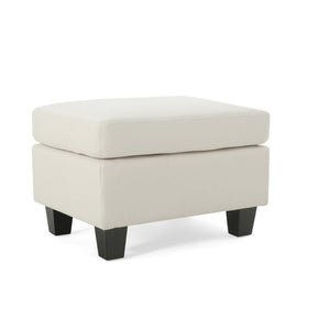 English Elm Upholstered Compact Ottoman with Birch Legs Padded Footrest for Living Room Decor Beige N757P377351I