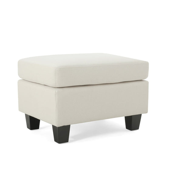 English Elm Upholstered Compact Ottoman with Birch Legs Padded Footrest for Living Room Decor Beige N757P377351I