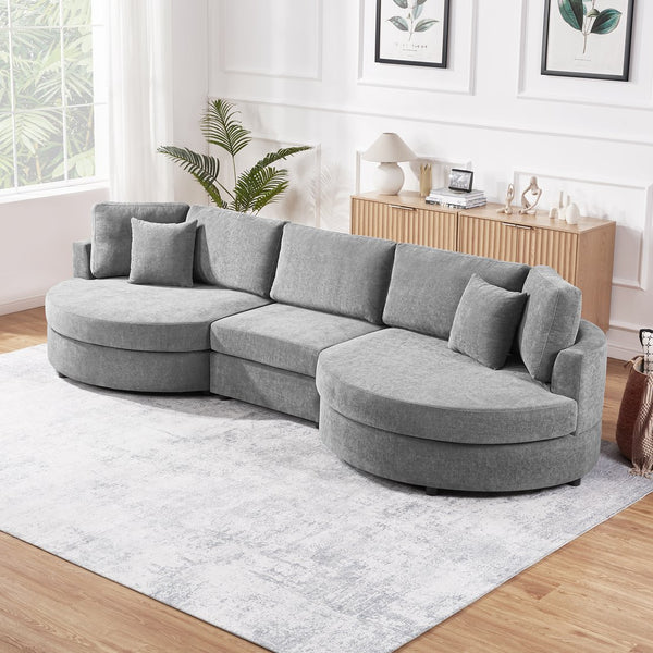 English Elm Christopher Knight Home® - 3-seater Curved Chenille Sofa with Plush 7.5" Seat Cushions and Two Pillows for Stylish Living DARK GREY N763S000020R