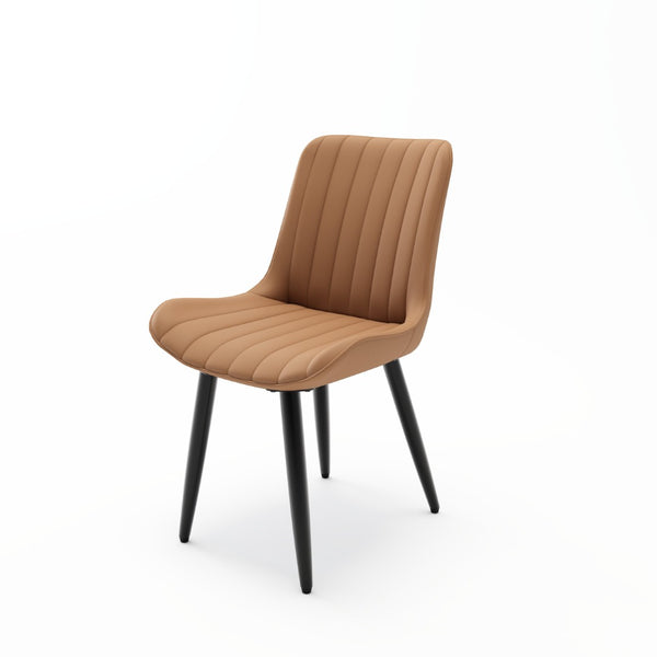 English Elm Set of 2 Armless Pu Leather Dining Chairs Cushioned Seat Brushed Metal Legs Modern Brown W3316P426936