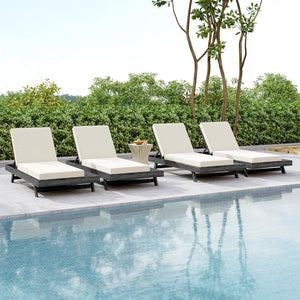English Elm Lounge Chaise Outdoor Acacia Wood Slatted Frame with Water Resistant Cushion Resort Style N770P442B17C