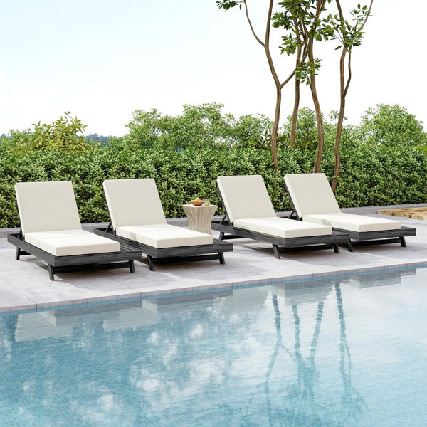 English Elm Lounge Chaise Outdoor Acacia Wood Slatted Frame with Water Resistant Cushion Resort Style N770P442B17C