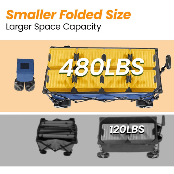 English Elm 51-inch Heavy Duty Folding Utility Wagon with Steel Frame and 480lb Hauling Capacity W2932P417638