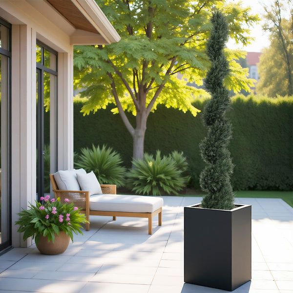 English Elm 6ft Spiral Topiary Cedar Artificial Potted Trees Porch Patio Entryway Accent 2 Pack W2945P390483