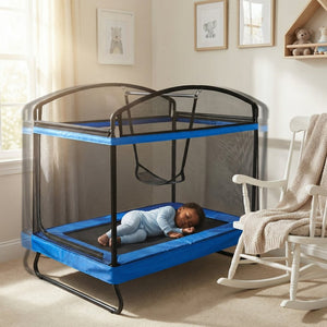 English Elm 4*6ft Outdoor Rectangular Kids Trampoline with Safety Net Swing and Climbing Bar W2071P320537