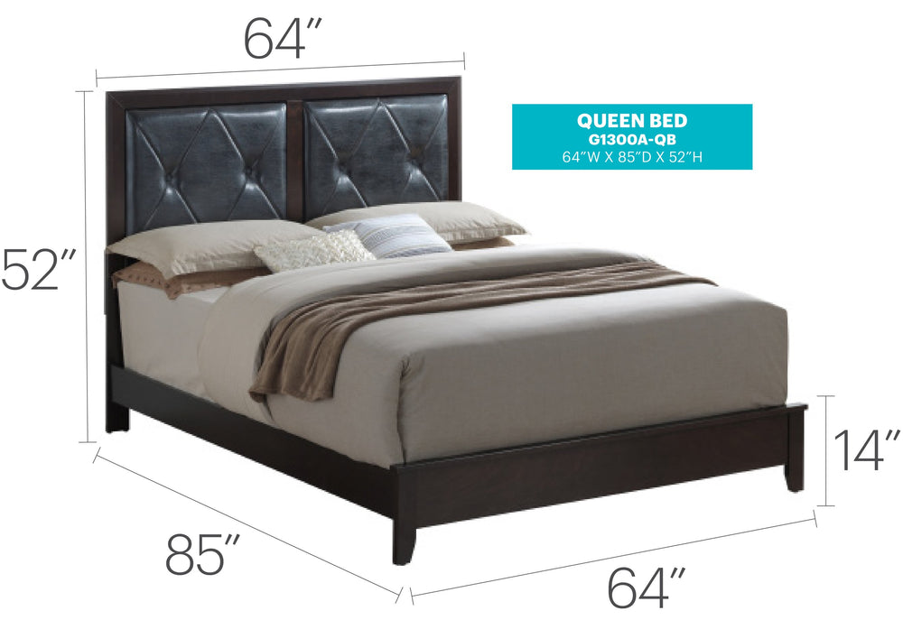English Elm Charming Espresso Bed with Transitional Design, 52"H x 64"W x 85"D, Durable MDF Construction, Stylish Finish B078S00146