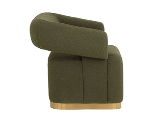Sunpan Aggie Swivel Lounge Chair - Mid-century Accent With Copenhagen Olive Fabric & Gold Base Elegance Green Fabric 111482