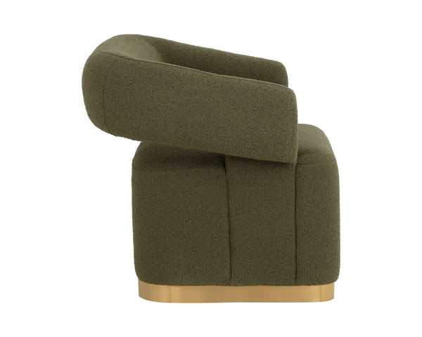 Sunpan Aggie Swivel Lounge Chair - Mid-century Accent With Copenhagen Olive Fabric & Gold Base Elegance Green Fabric 111482