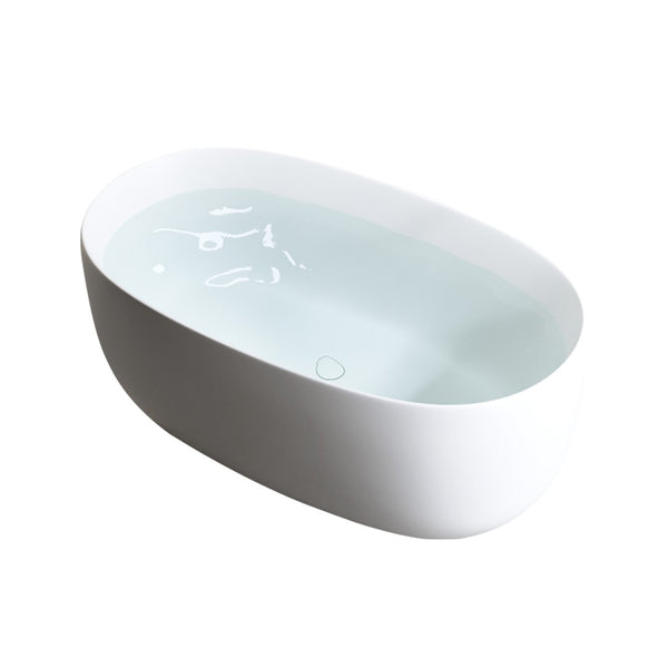 English Elm 47'' Freestanding Stone Resin Soaking Tub Matte White Ergonomic with Pop up Drain W2753P191219