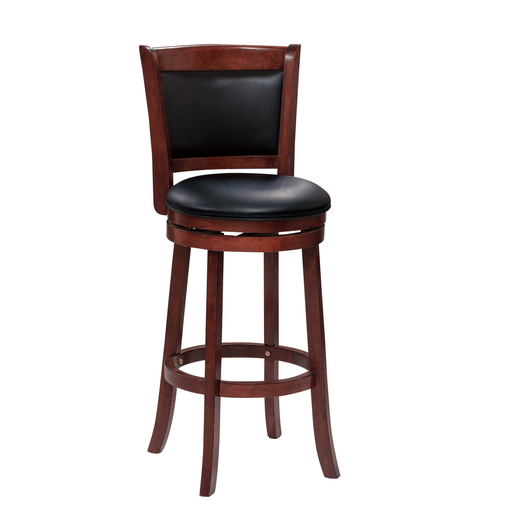 English Elm Comfortable Swivel Pub Height Chair - Dark Cherry Faux Leather, Solid Wood, 360° Ergonomic Design B011P238916