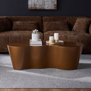 English Elm 50 Inch Sculptural Fiberglass Coffee Table Ready to Use Focal Point for Modern Living Rooms Brown W876P452390