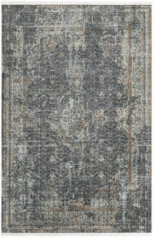 Unique Loom Baracoa La Cabana Machine Made Border Rug Fume Gray, Brown/Ivory/Gray/Tan/Light Blue 6' 1" x 9' 0"