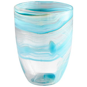Sky Swirl Vase Sky Blue and White 09451 Cyan Design