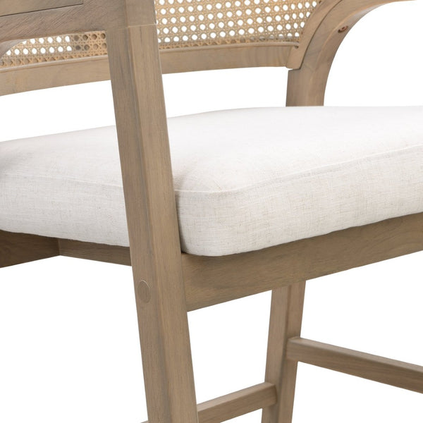 English Elm Wooden Rubberwood Counter Stools with Woven Rattan Back Mid Century Set of Two Light Ash N771P257313A